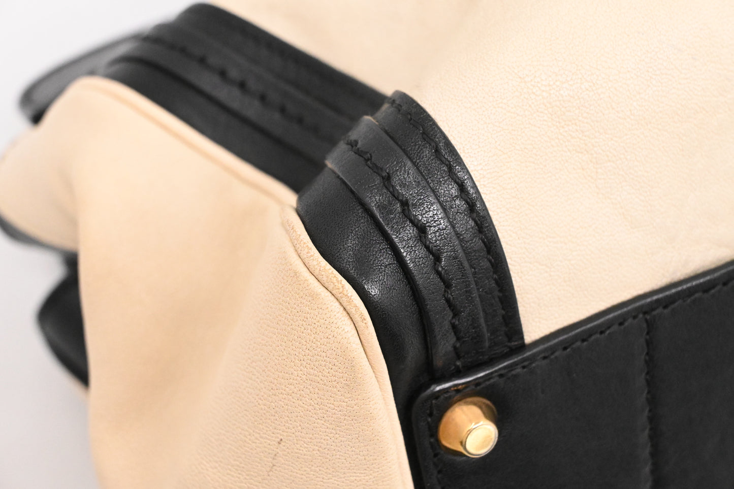 Chloe Alice Two Way Tote Bag in Cream and Black Leather