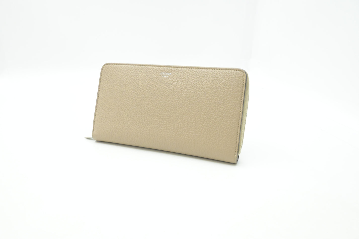 Celine Zippy Wallet in Beige Leather
