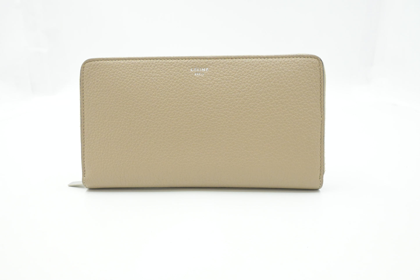 Celine Zippy Wallet in Beige Leather