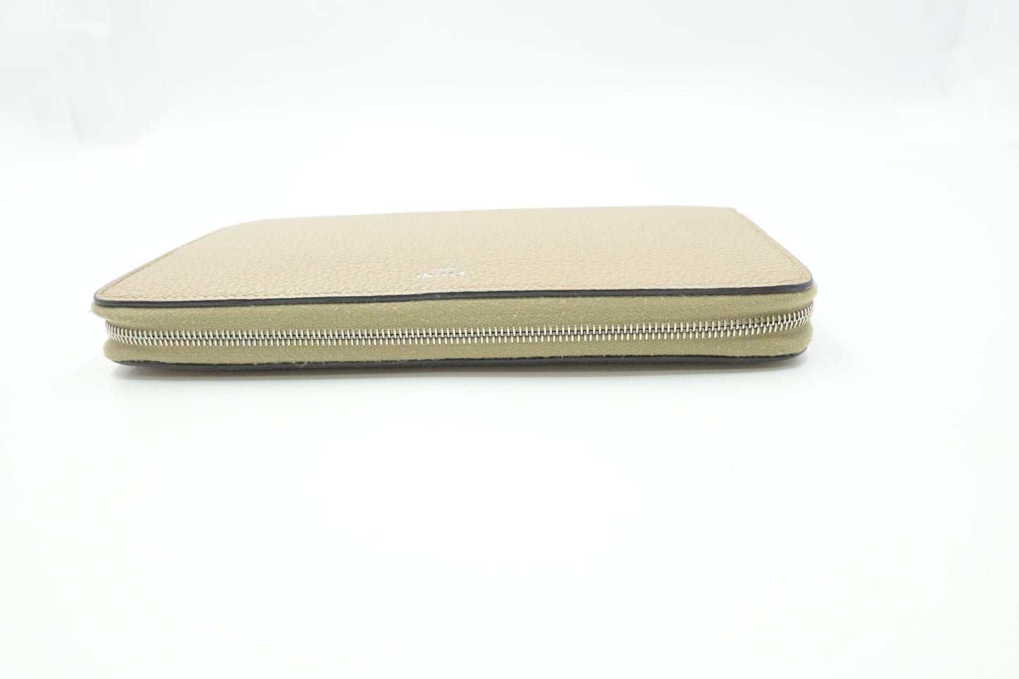 Celine Zippy Wallet in Beige Leather