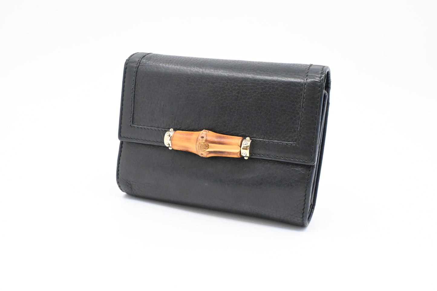Gucci Bamboo Wallet in Navy Blue Leather