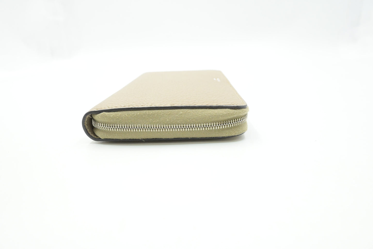 Celine Zippy Wallet in Beige Leather