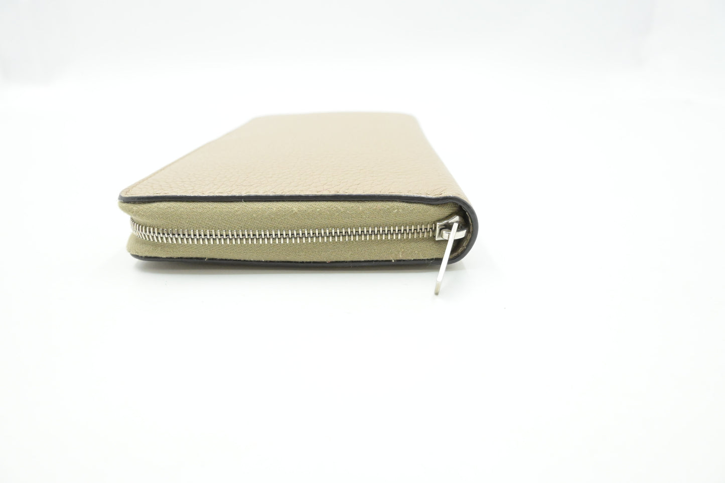 Celine Zippy Wallet in Beige Leather