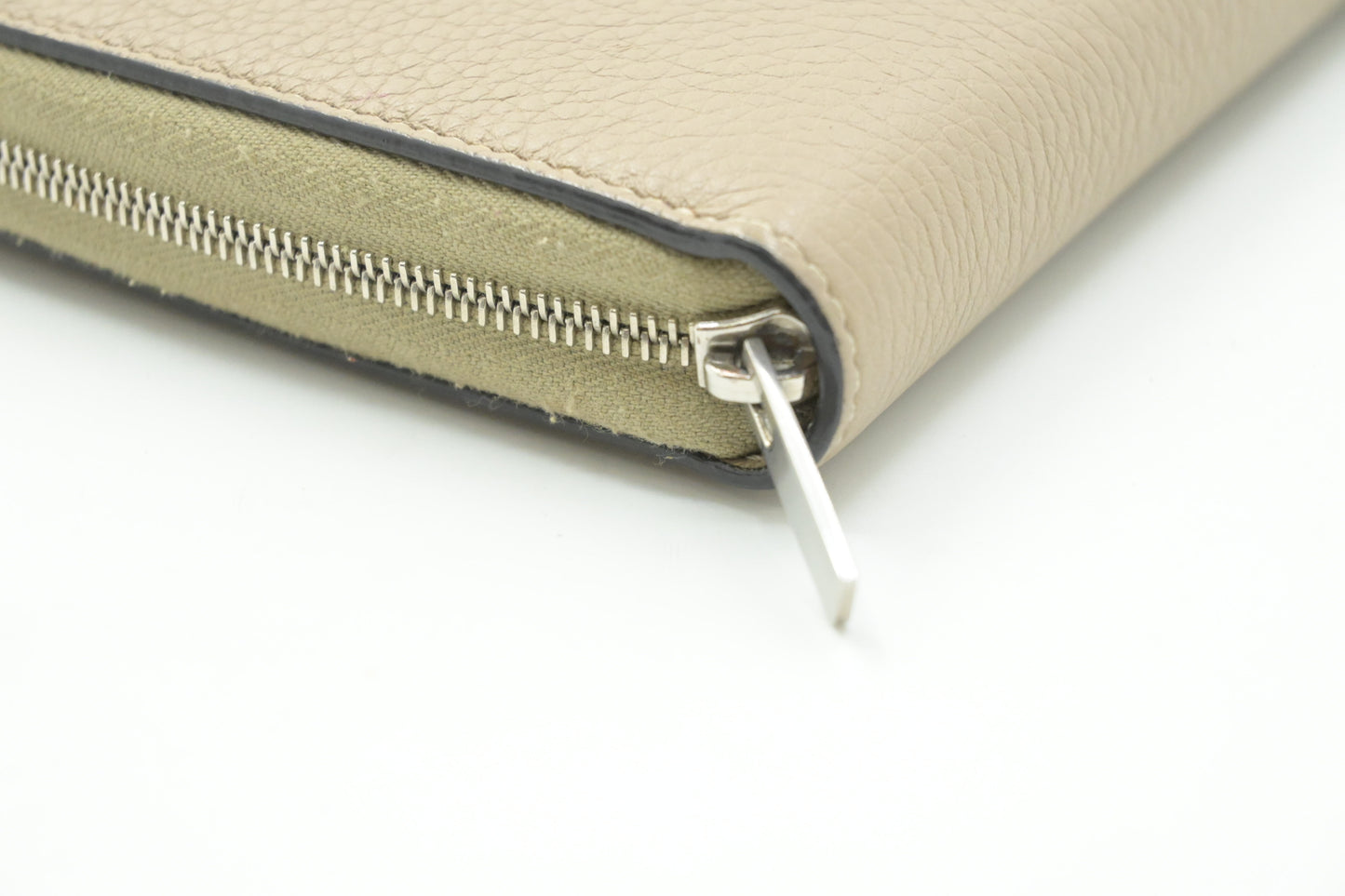 Celine Zippy Wallet in Beige Leather