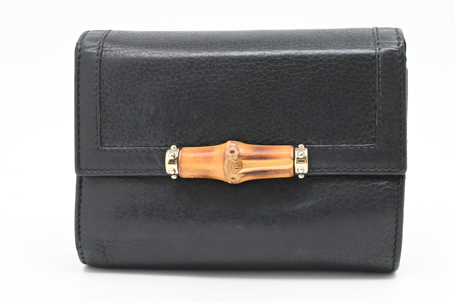 Gucci Bamboo Wallet in Navy Blue Leather