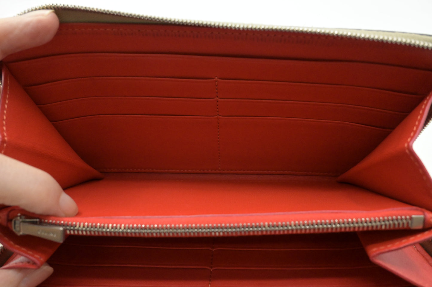 Celine Zippy Wallet in Beige Leather