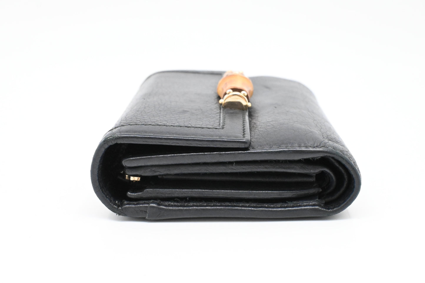 Gucci Bamboo Wallet in Navy Blue Leather