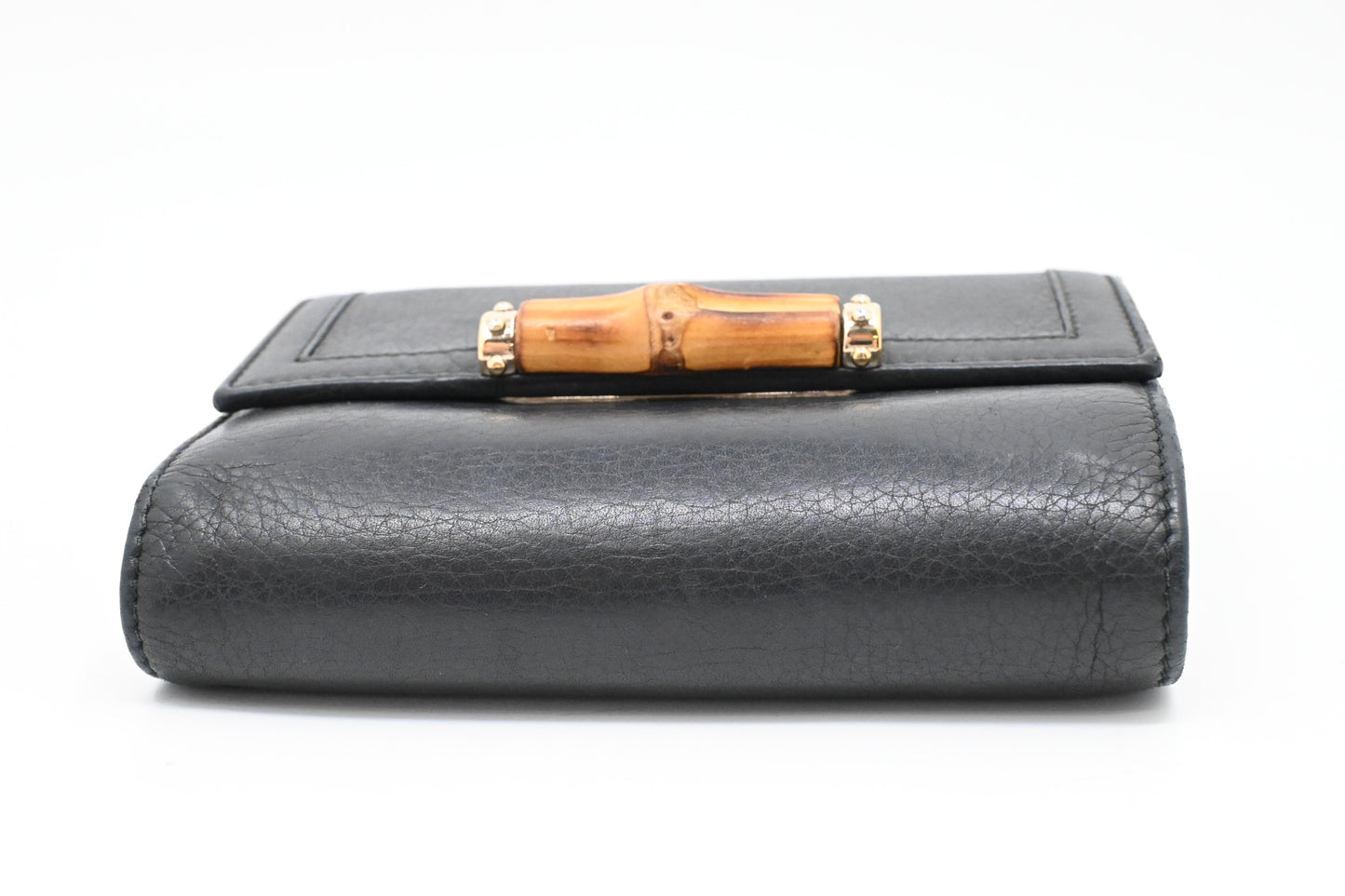 Gucci Bamboo Wallet in Navy Blue Leather