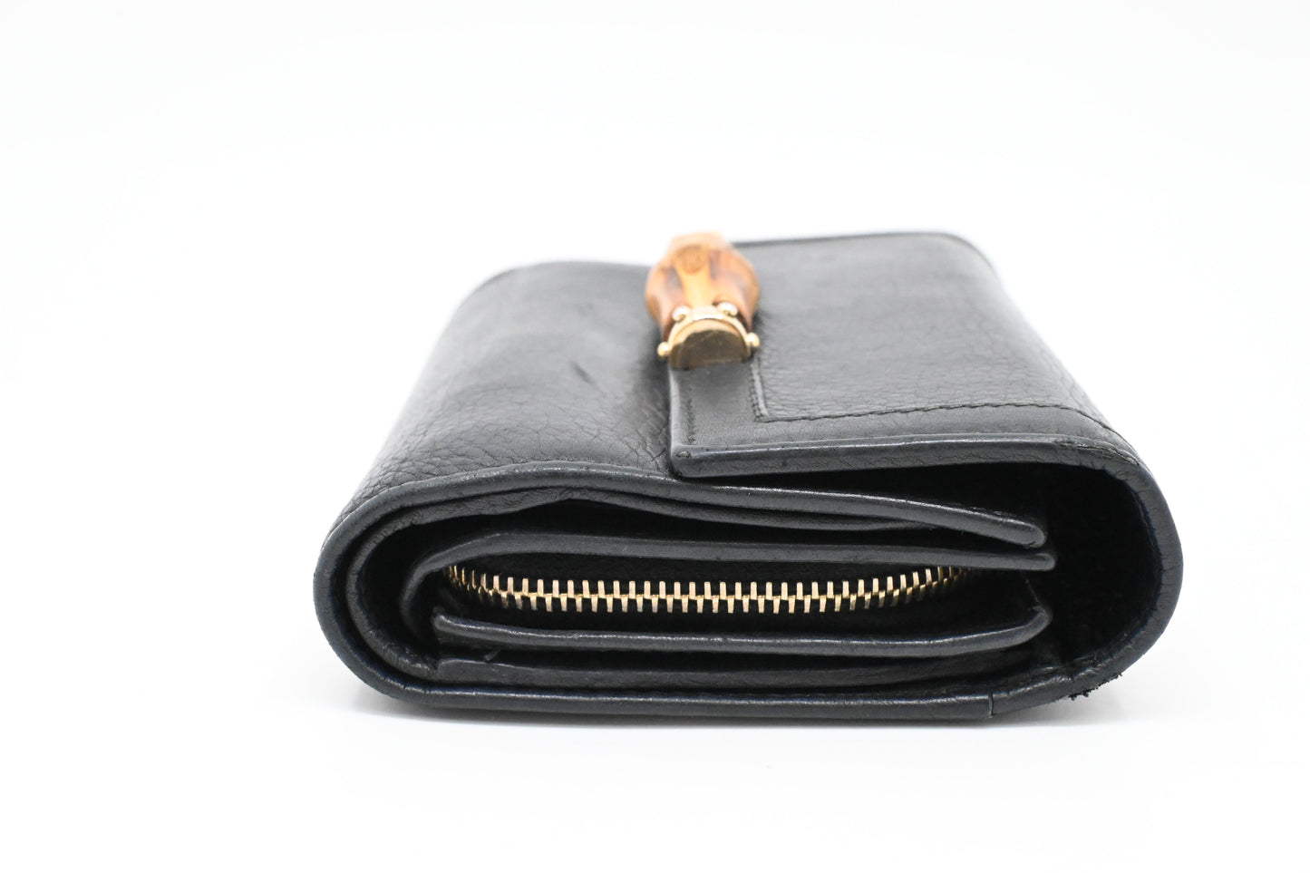 Gucci Bamboo Wallet in Navy Blue Leather