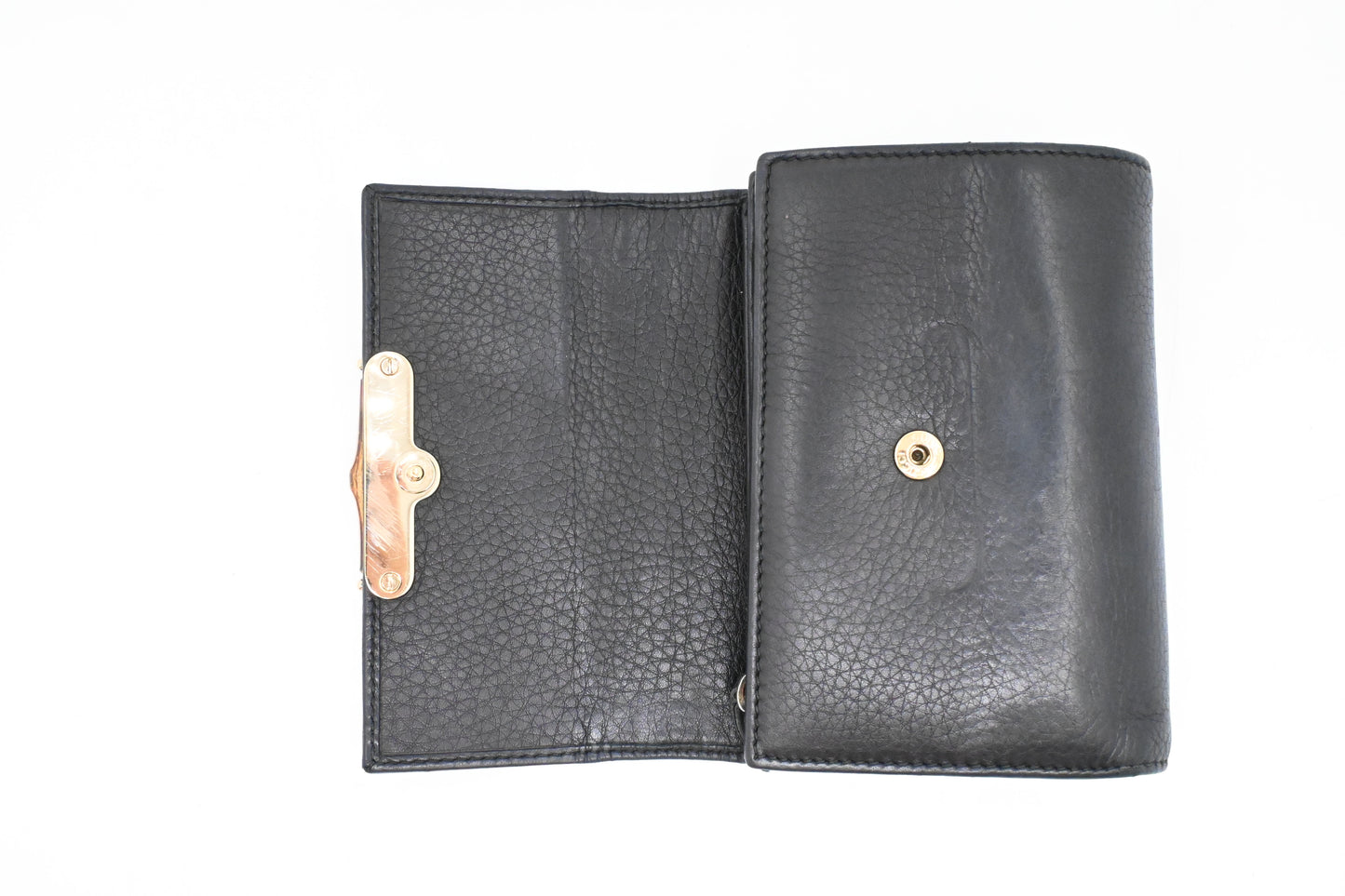 Gucci Bamboo Wallet in Navy Blue Leather