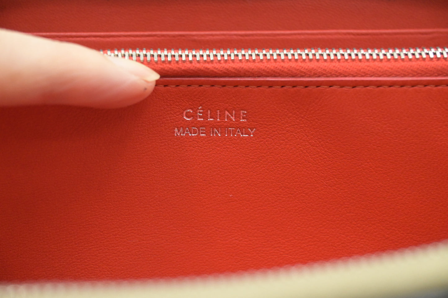 Celine Zippy Wallet in Beige Leather