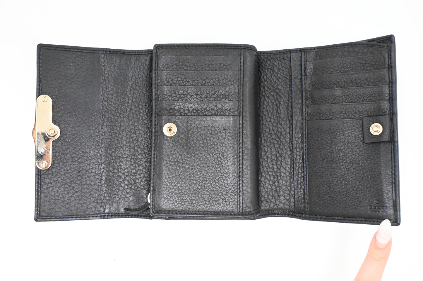 Gucci Bamboo Wallet in Navy Blue Leather