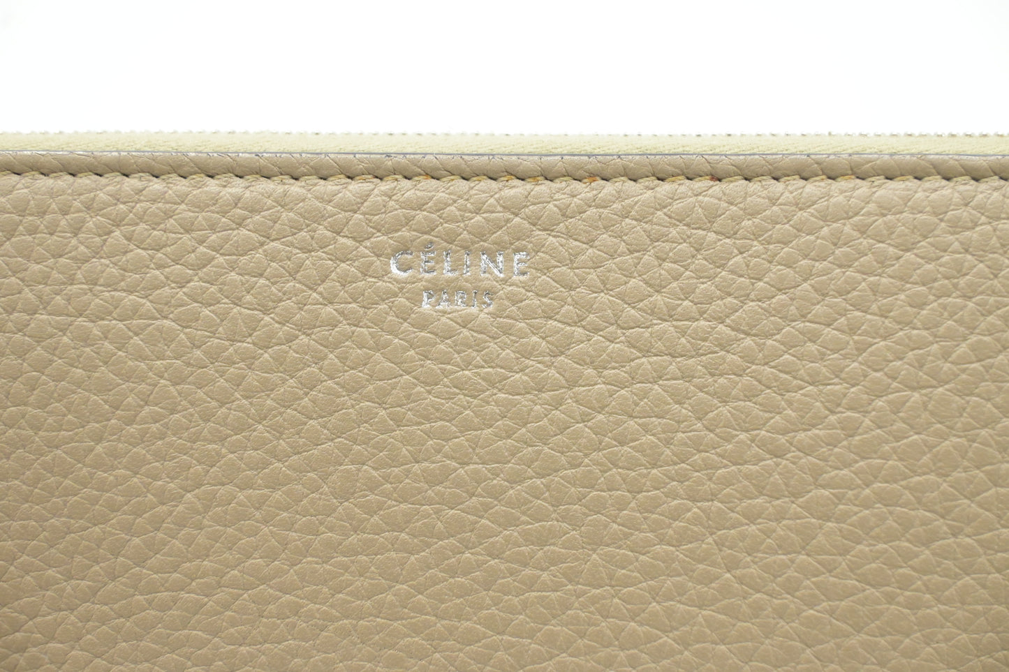 Celine Zippy Wallet in Beige Leather
