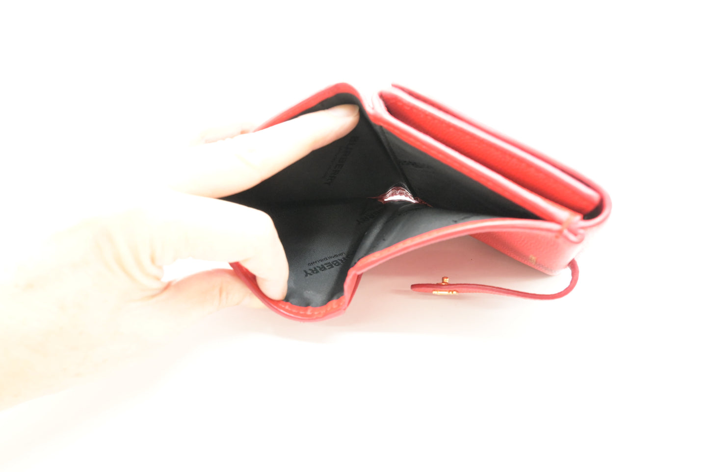 Burberry Trifold Wallet in Red Leather