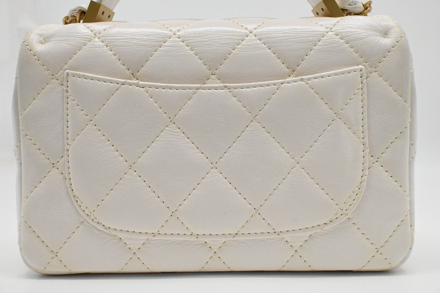 Chanel Small Top Handle Flap in White Leather