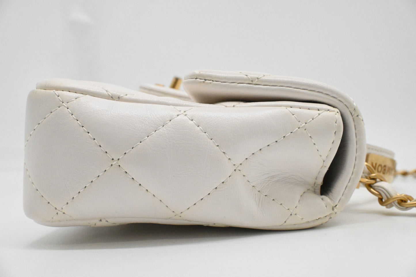 Chanel Small Top Handle Flap in White Leather