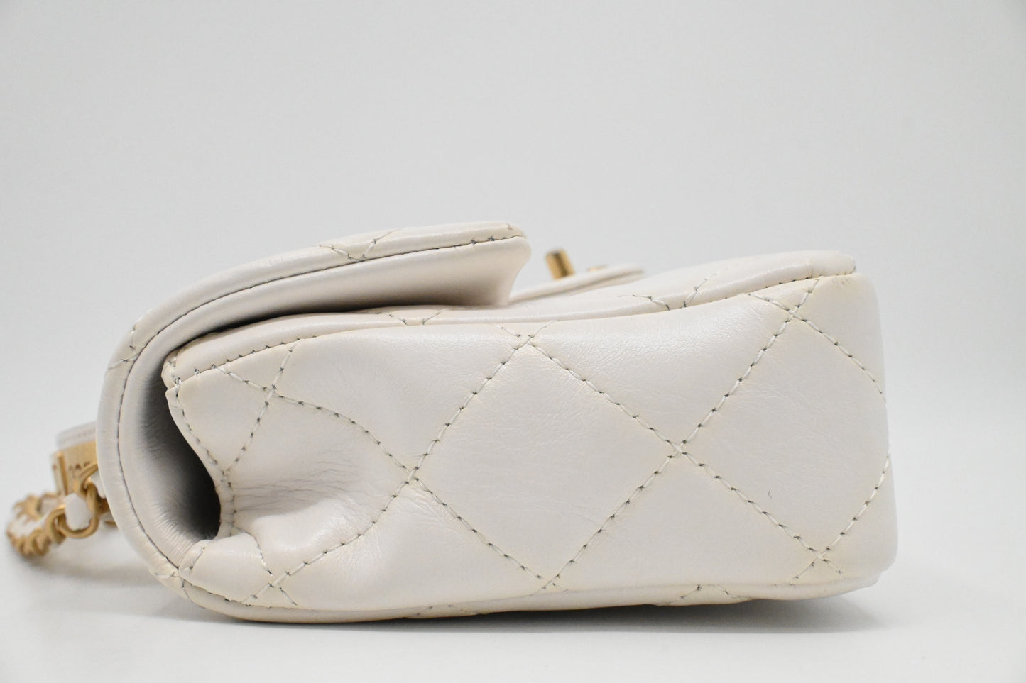 Chanel Small Top Handle Flap in White Leather