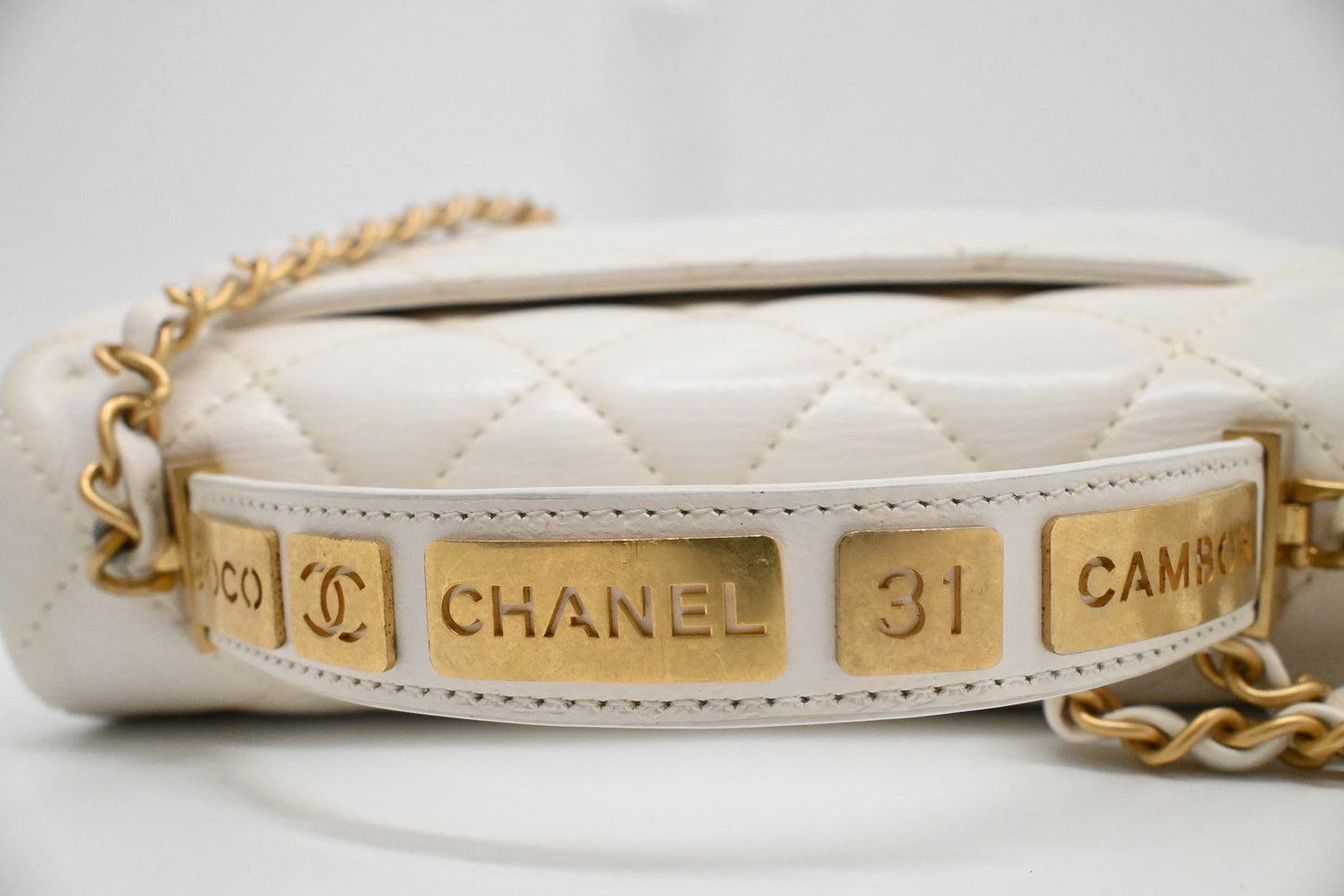 Chanel Small Top Handle Flap in White Leather