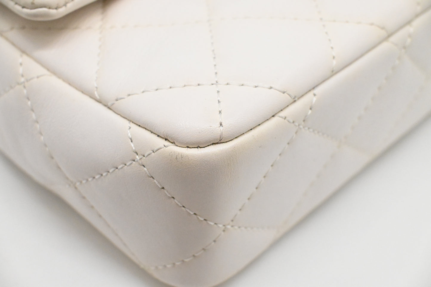 Chanel Small Top Handle Flap in White Leather