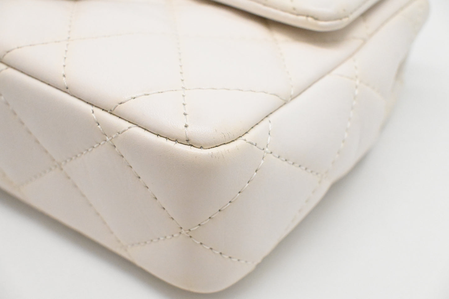 Chanel Small Top Handle Flap in White Leather
