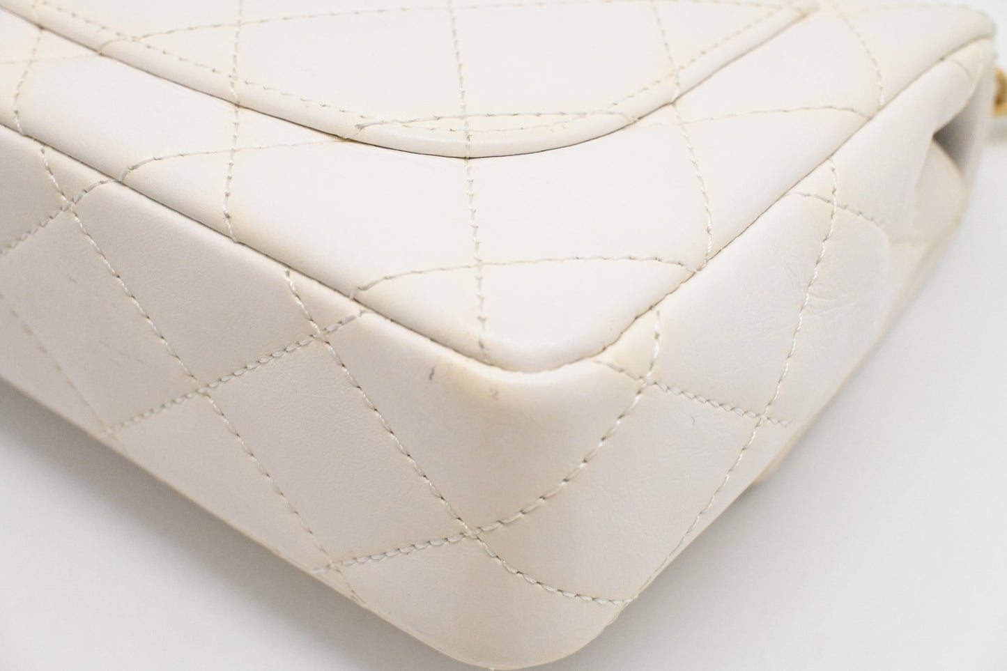 Chanel Small Top Handle Flap in White Leather