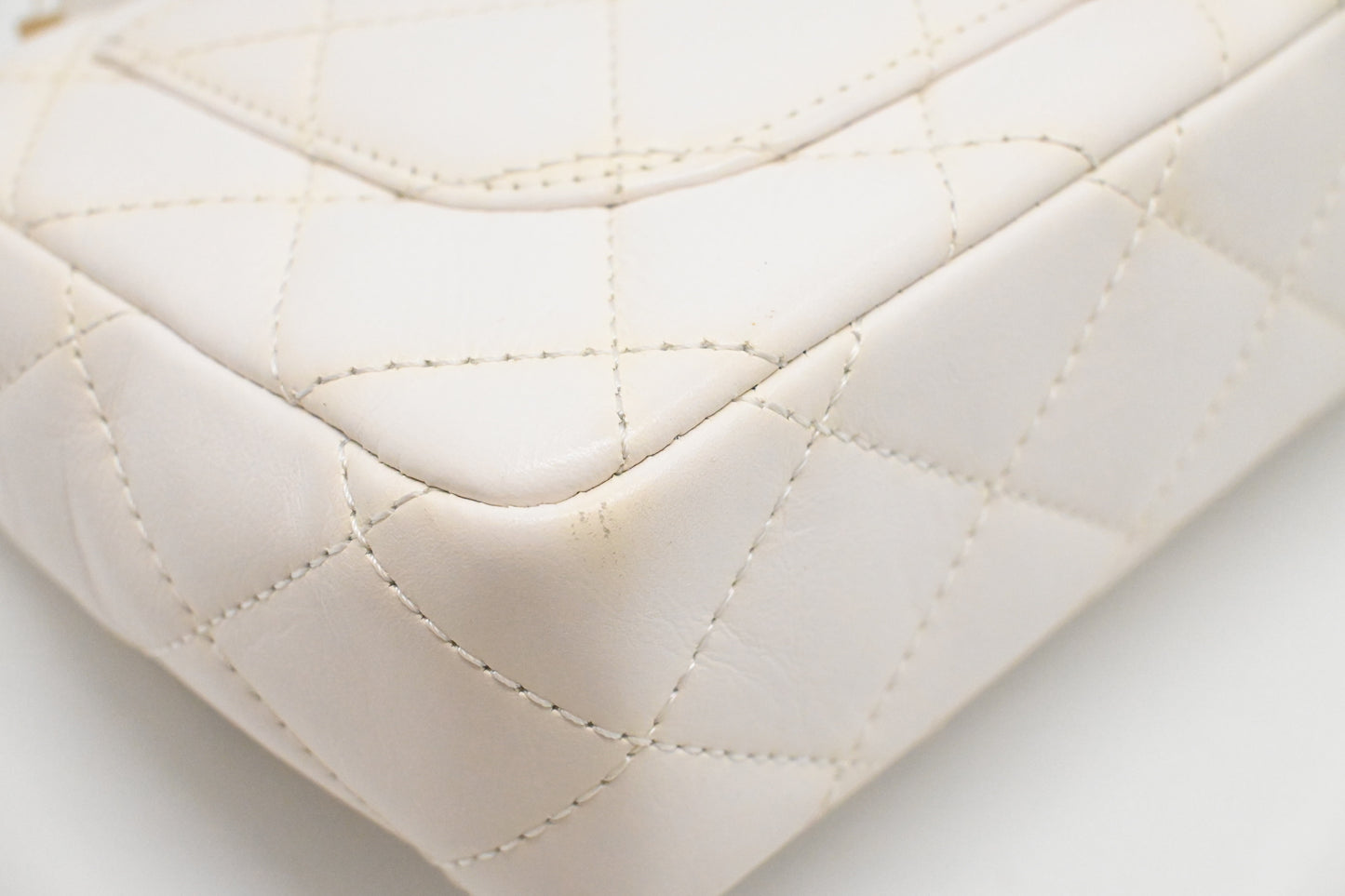 Chanel Small Top Handle Flap in White Leather