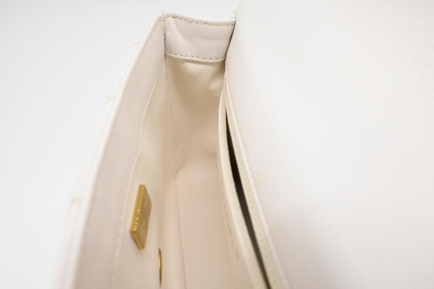 Chanel Small Top Handle Flap in White Leather