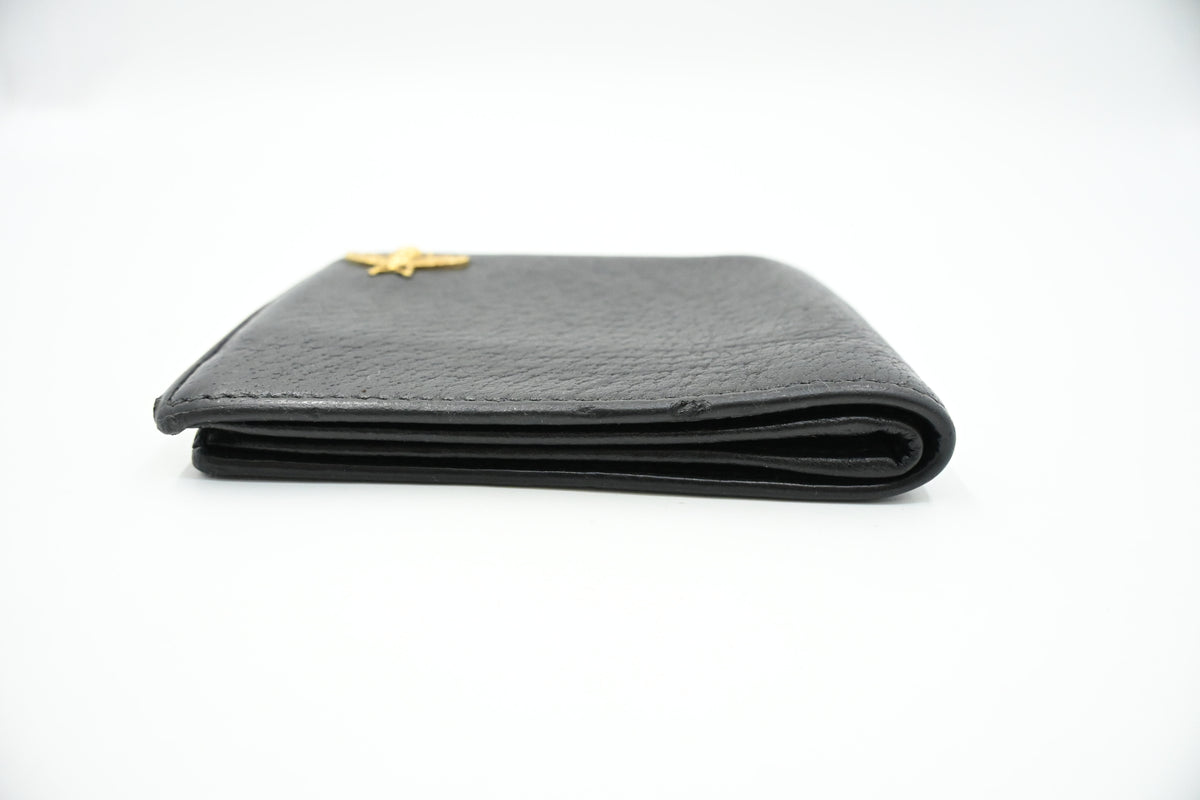 Gucci Bee Compact Wallet in Black Leather
