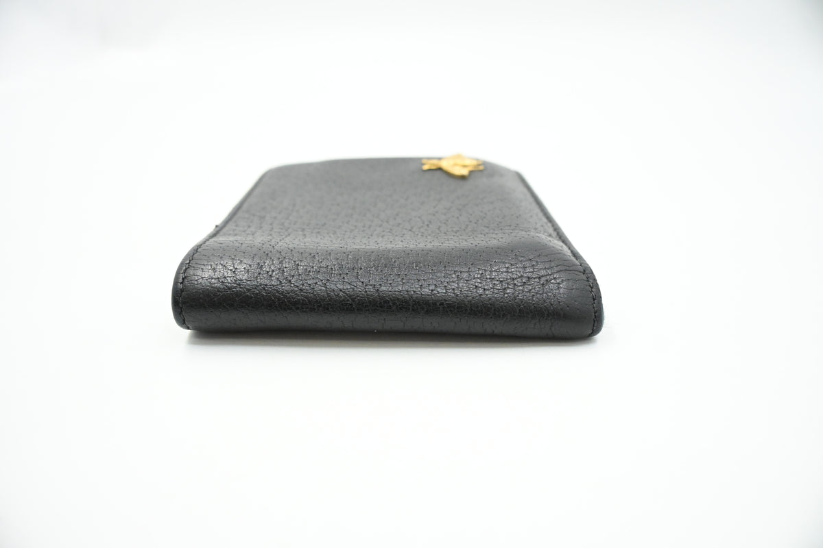 Gucci Bee Compact Wallet in Black Leather