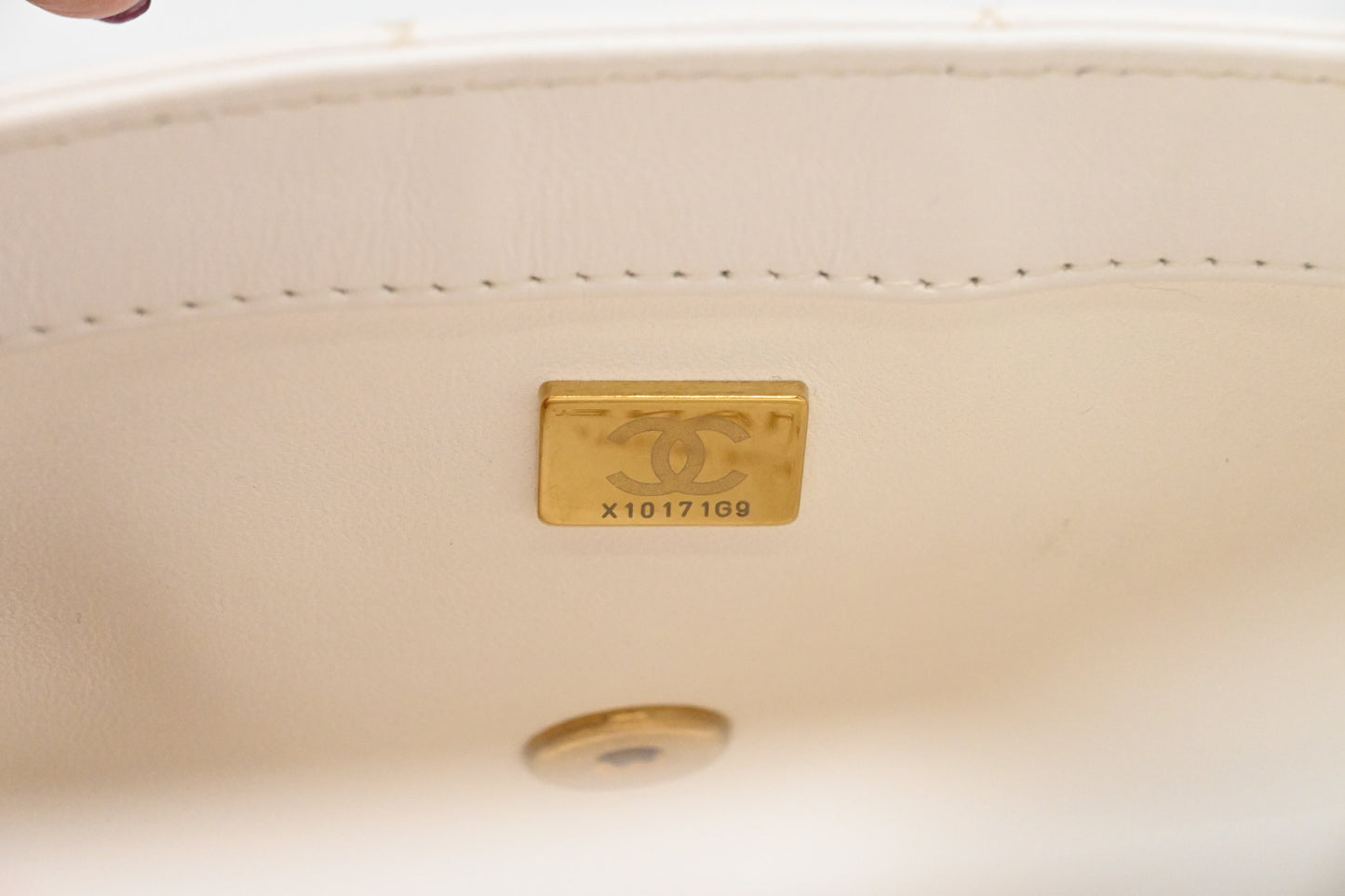 Chanel Small Top Handle Flap in White Leather