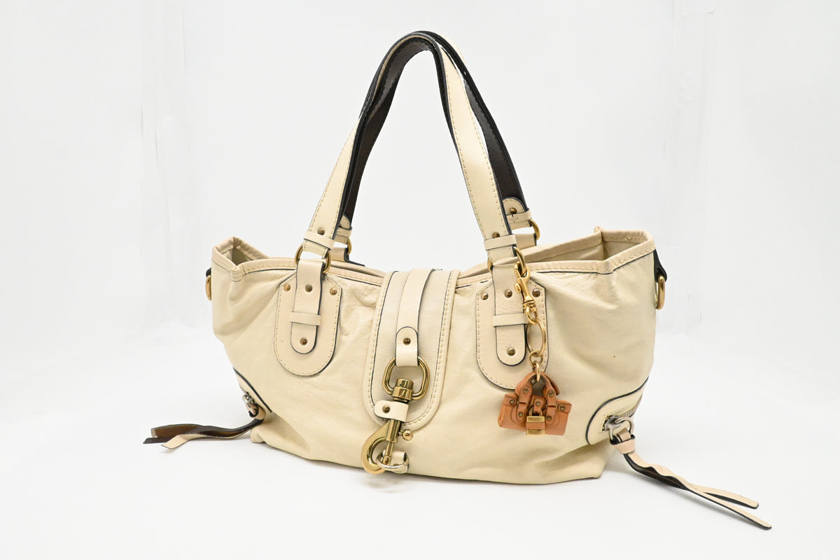 Chloe Kerala Shoulder Bag in Cream Leather
