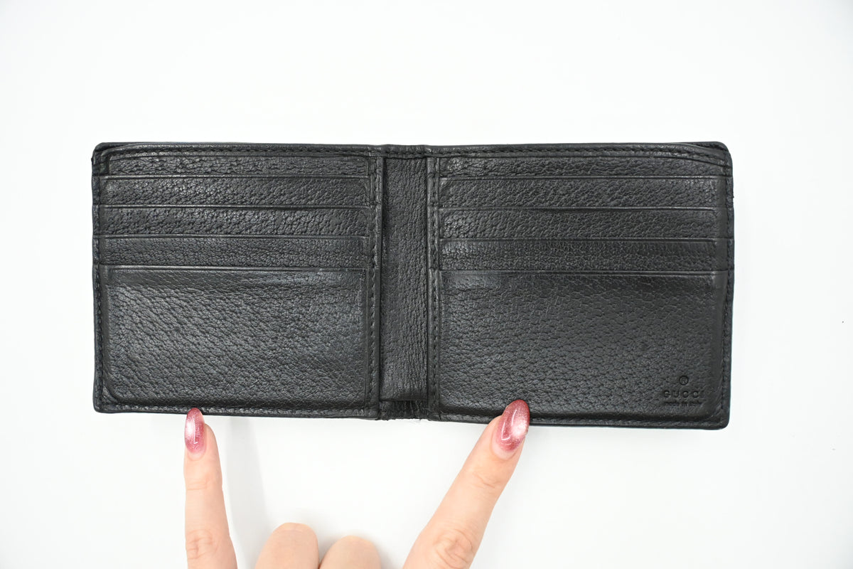 Gucci Bee Compact Wallet in Black Leather