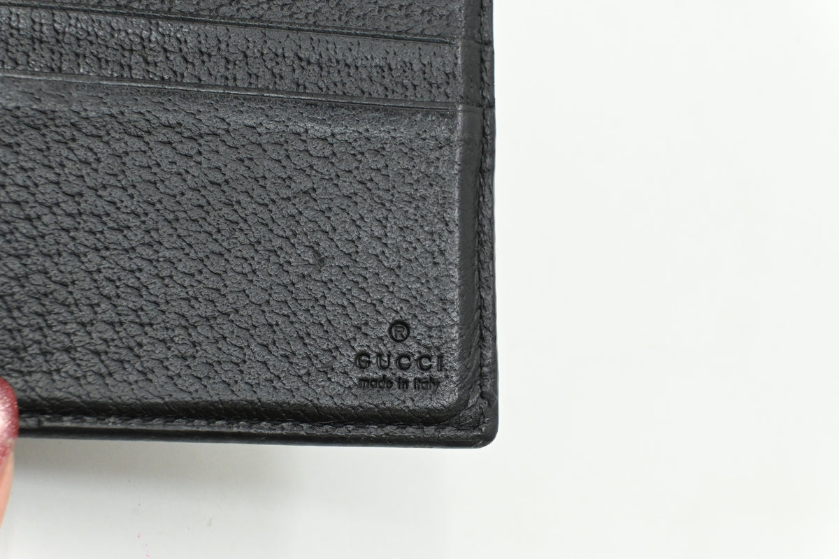 Gucci Bee Compact Wallet in Black Leather
