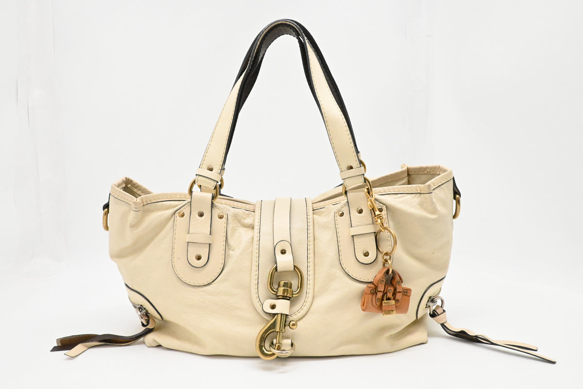Chloe Kerala Shoulder Bag in Cream Leather