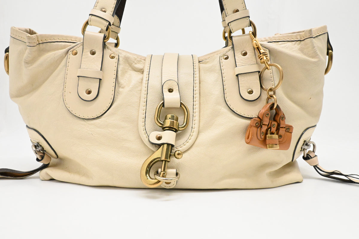 Chloe Kerala Shoulder Bag in Cream Leather