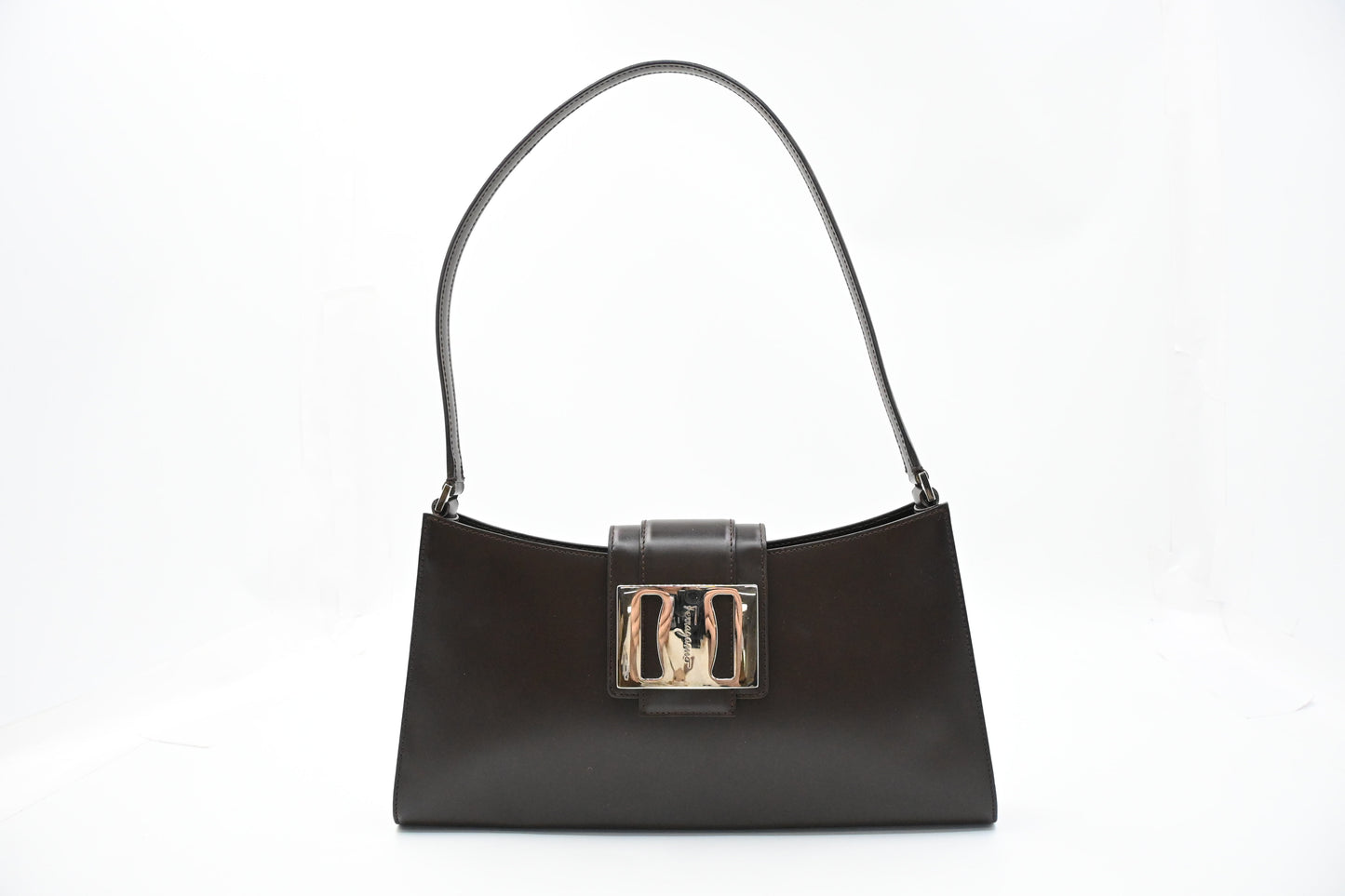 Ferragamo Shoulder Bag in Chocolate Brown Leather