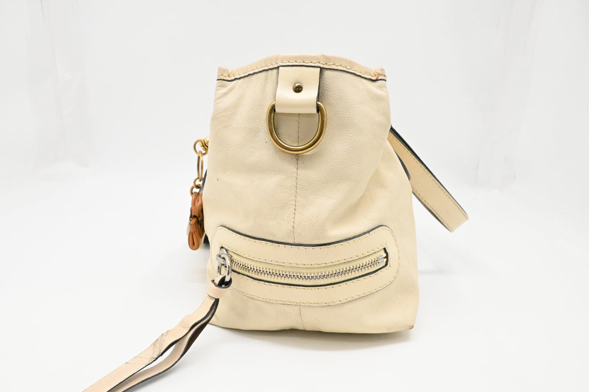 Chloe Kerala Shoulder Bag in Cream Leather