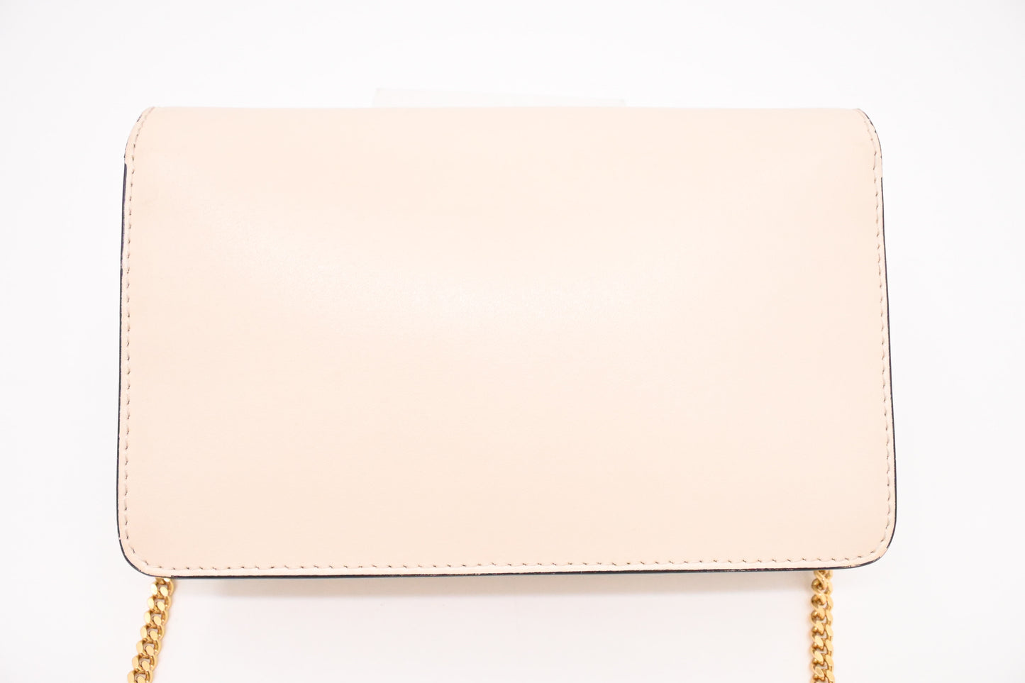 Fendi Studded Chain Wallet in Cream Leather