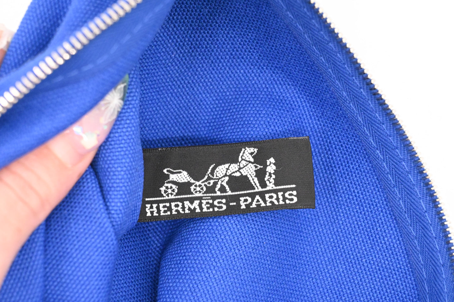 Hermes Yachting Pouch in Blue Canvas