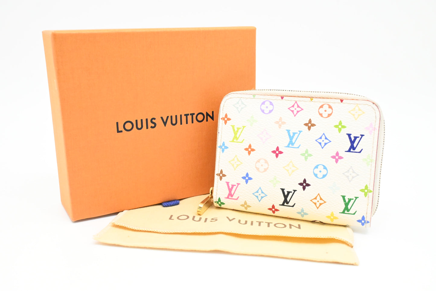 Louis Vuitton Zippy Coin Case in White Multicolor Canvas