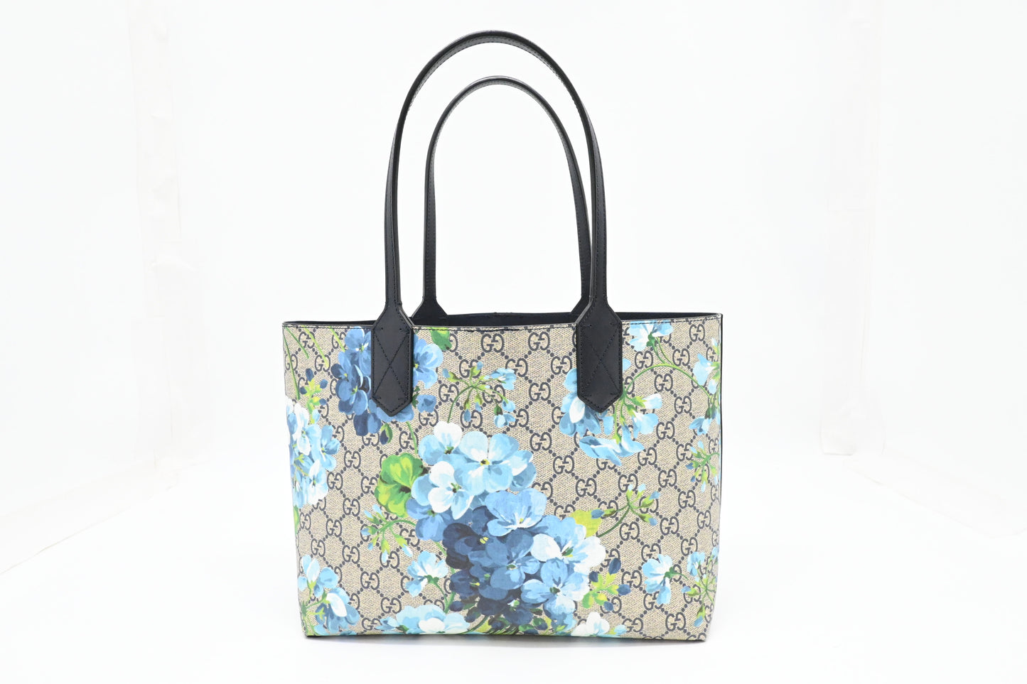 Gucci Small Tote in Blue Blooms GG Supreme Canvas