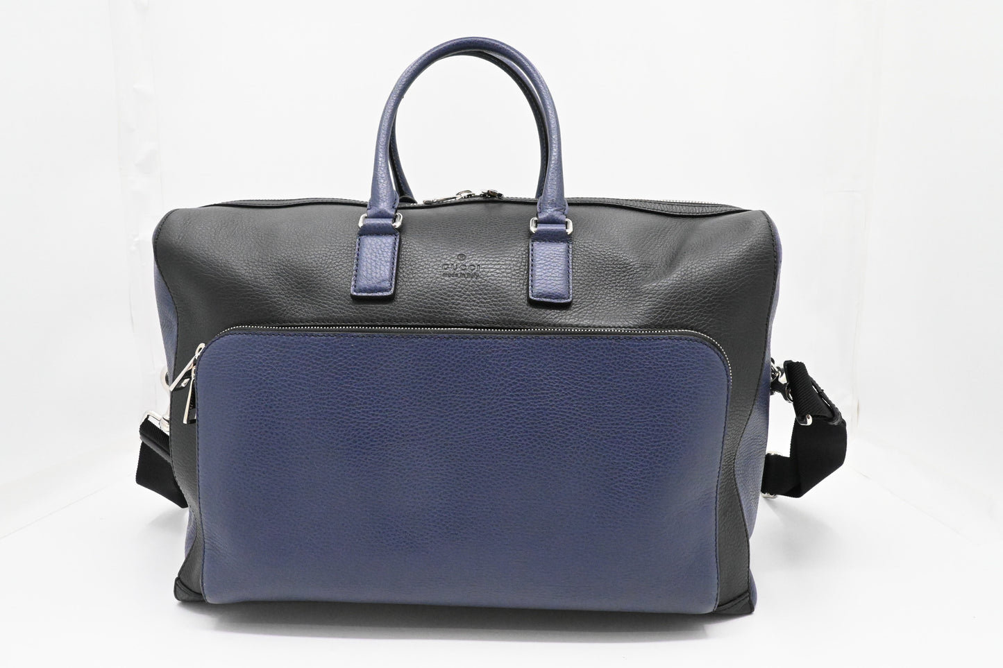 Gucci Cosmopolis Travel Bag in Black & Blue Leather