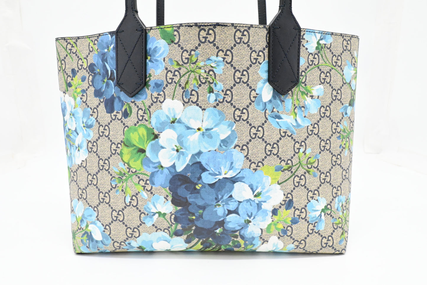 Gucci Small Tote in Blue Blooms GG Supreme Canvas