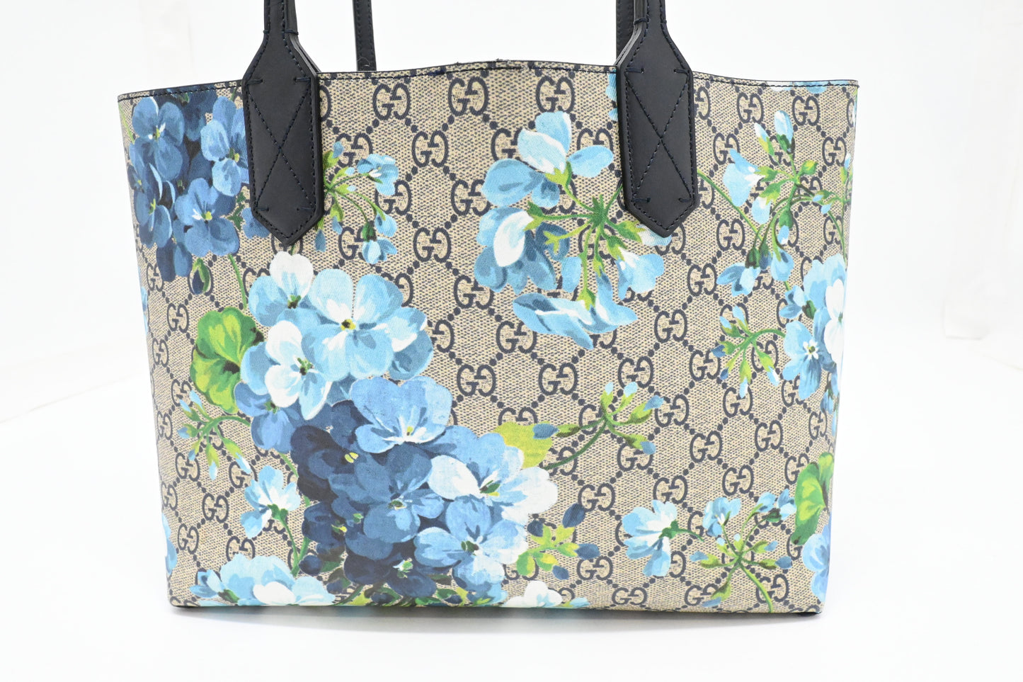 Gucci Small Tote in Blue Blooms GG Supreme Canvas