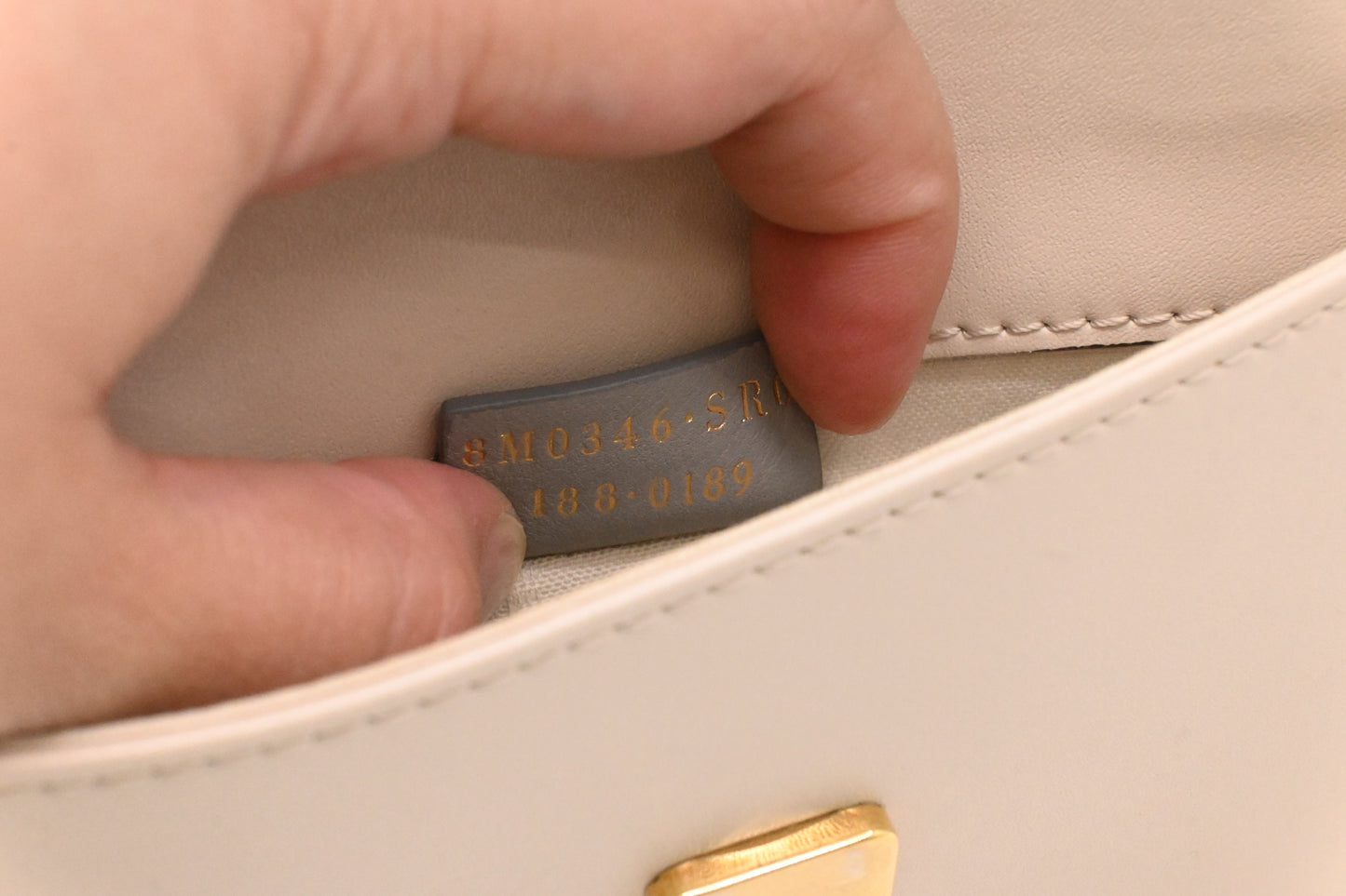 Fendi Studded Chain Wallet in Cream Leather
