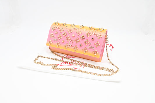 Louboutin Small Paloma Clutch in Yellow and Pink Loubinthesky Leather
