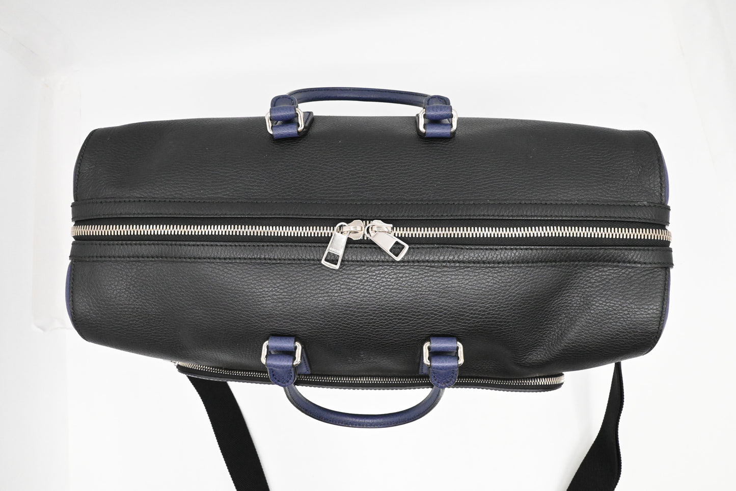 Gucci Cosmopolis Travel Bag in Black & Blue Leather