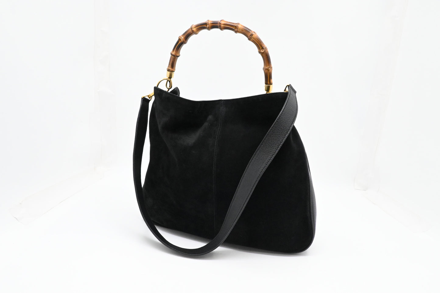 Gucci Bamboo Hobo Bag in Black Suede