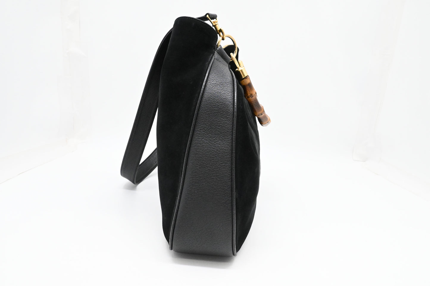Gucci Bamboo Hobo Bag in Black Suede