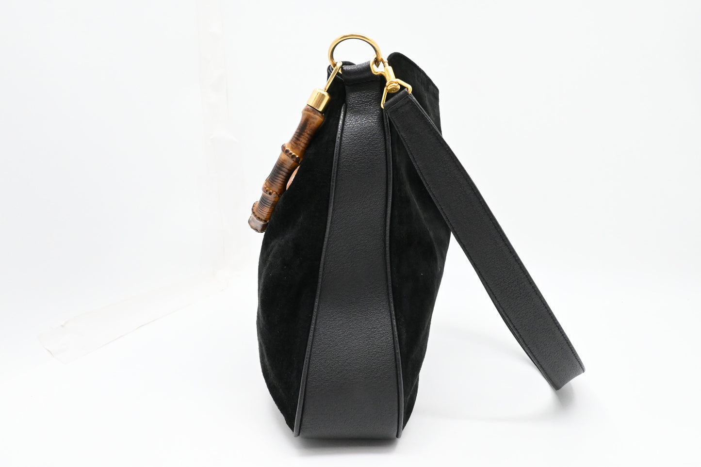 Gucci Bamboo Hobo Bag in Black Suede